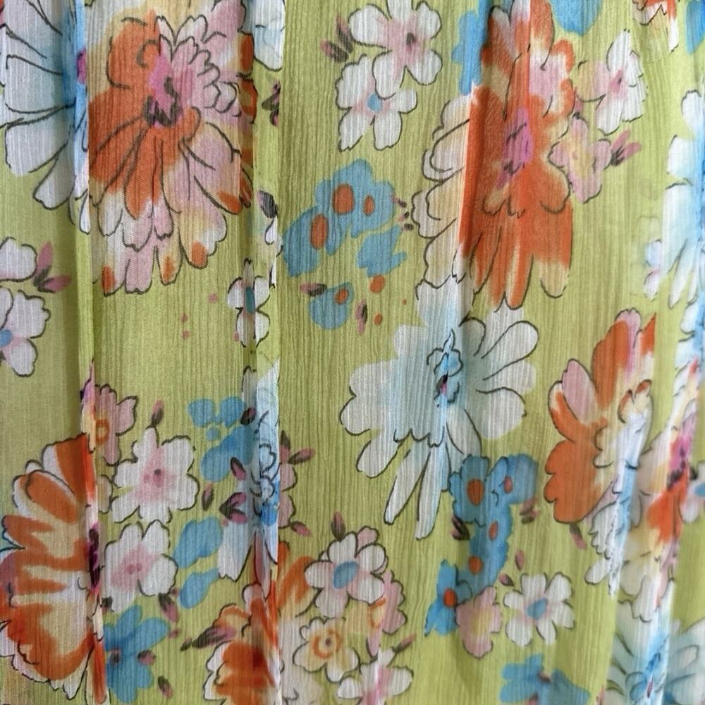 100% Silk Sue Wong Green Multicolor Beaded Floral Maxi Dress Blue Crochet - Picture 12 of 13